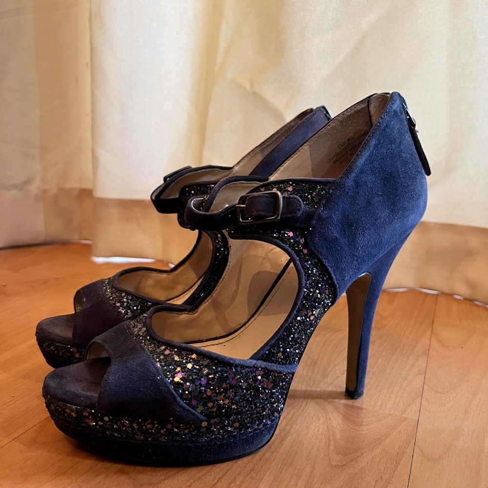 Enzo Angiolini Women's Blue Glitter Heels